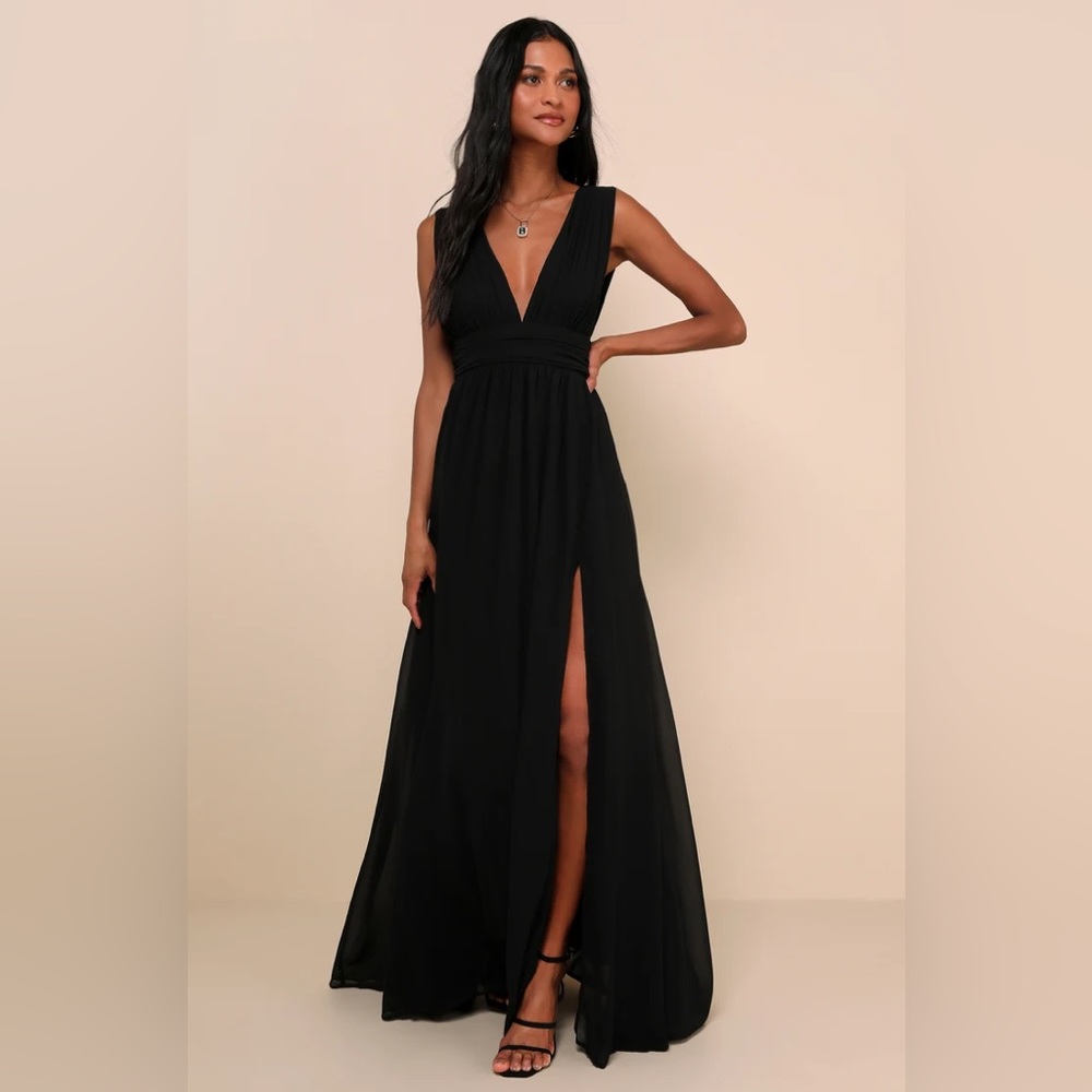 Lulus Heavenly Hues Black Maxi Dress NWT size xl